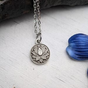 Silver Lotus Pendant Necklace